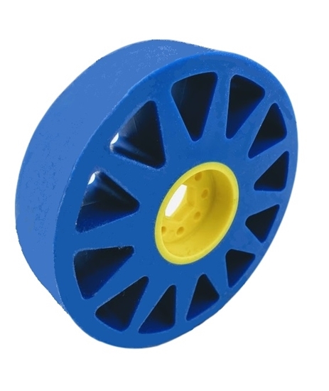 Picture of 100mm Flex Wheel - 50A - 25mm wide - 1/2" Inner Hex - Blue