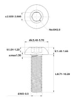 Picture of M3 x 10mm Stainless Steel Thread-Locking Button Head Hex Drive Screw (10 pack)